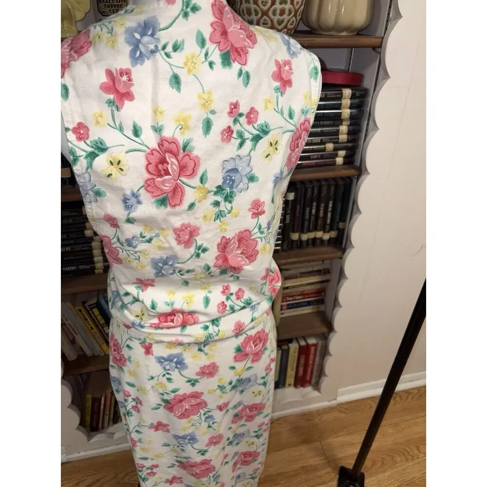 Vintage NWOT Vivaldi Jeanswear Floral Vest Skirt Set USA Made 90s Cottagecore